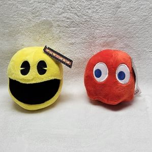 Pac-Man Video Game YELLOW Pacman with Red Ghost Plush Officially Licensed NEW